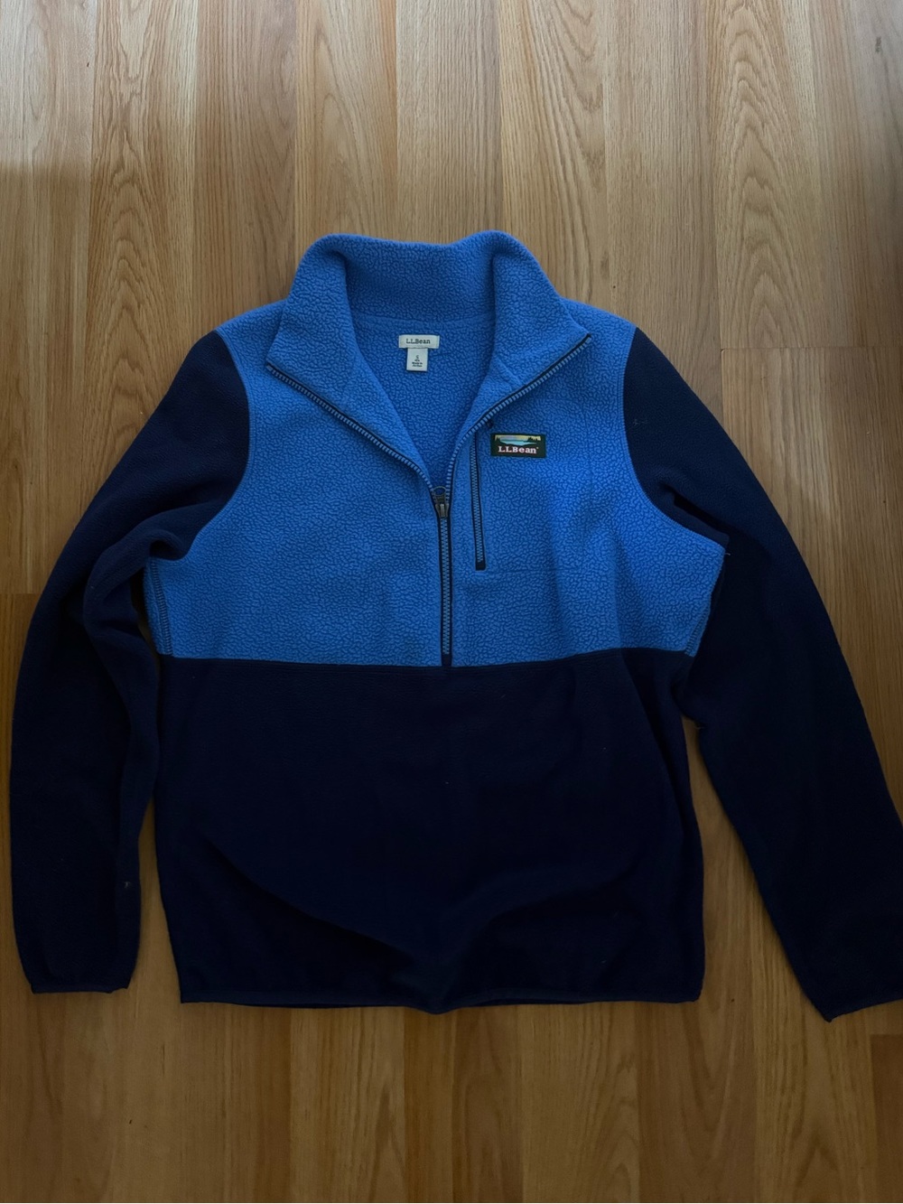 Vintage L.L. Bean Two-Tone Blue Fleece Quarter-Zip Pullover small